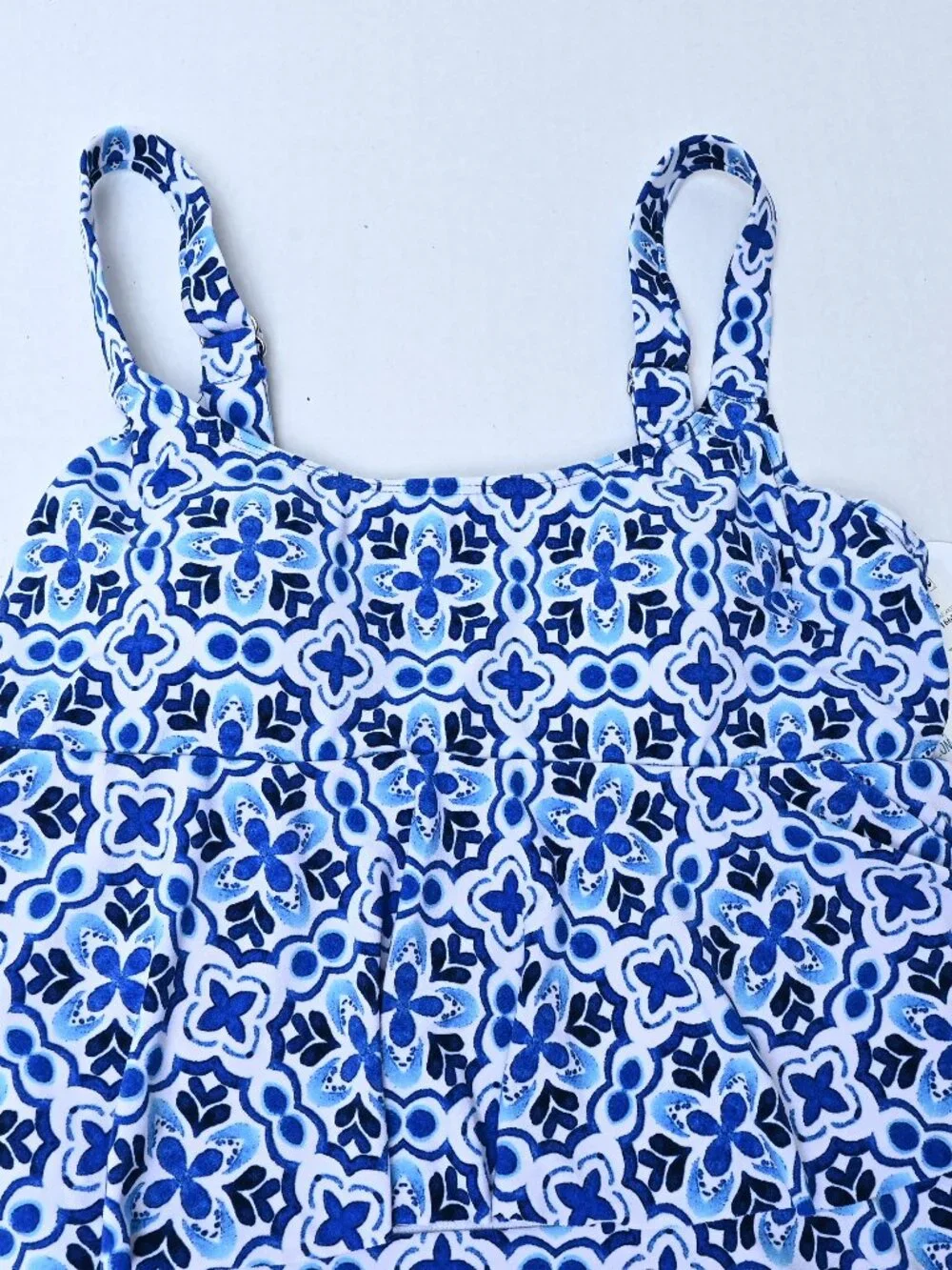 Swim Solutions Women's One Piece High-Low Double-Tier Blue Size 12 NWTS MRSP $86 - Picture 4 of 7